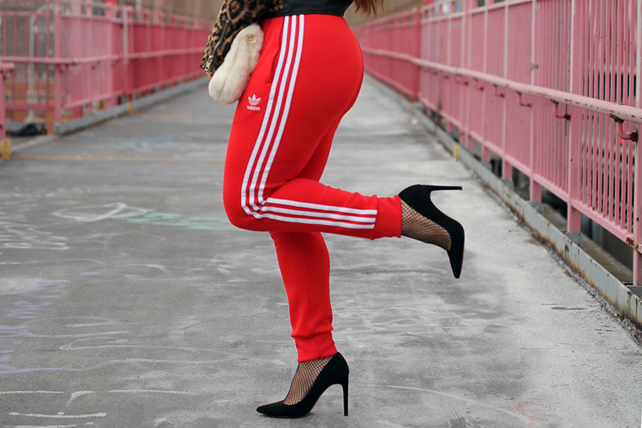 red adidas pants girls