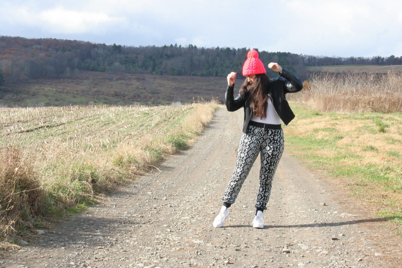 aztec-sweatpants-leather-coat