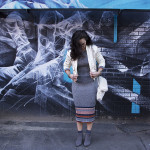 gray-booties-striped-dress-art-mural
