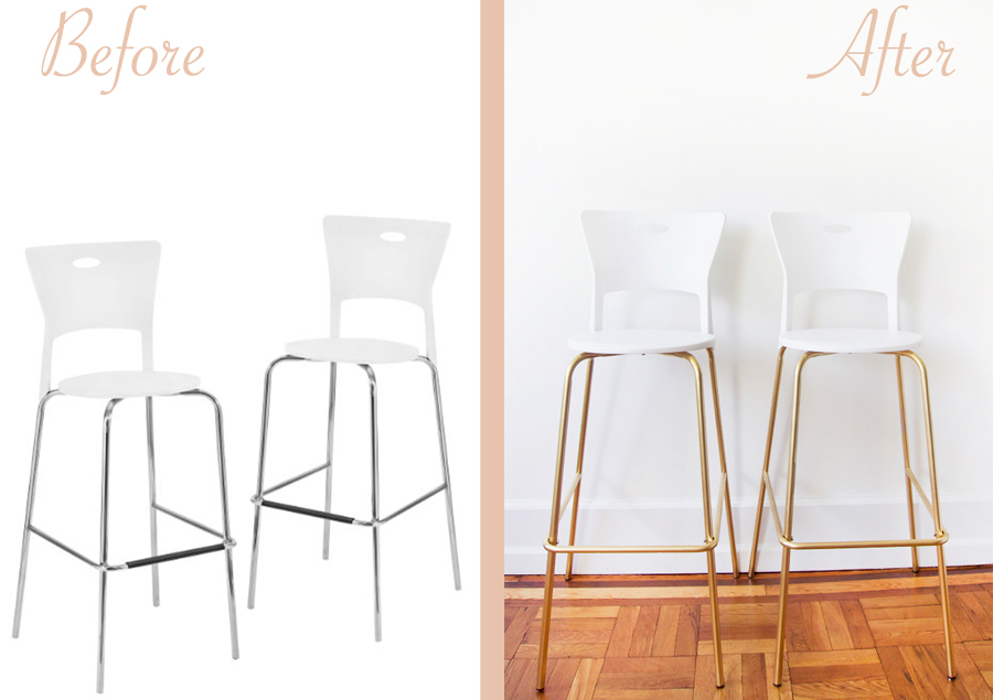 before-after-gold-silver-diy-bar-stool-project