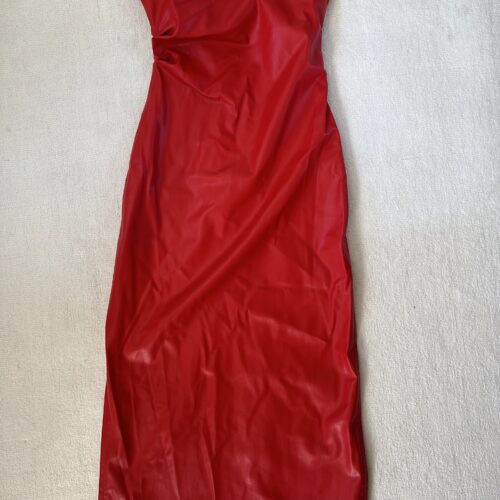 red strapless dress