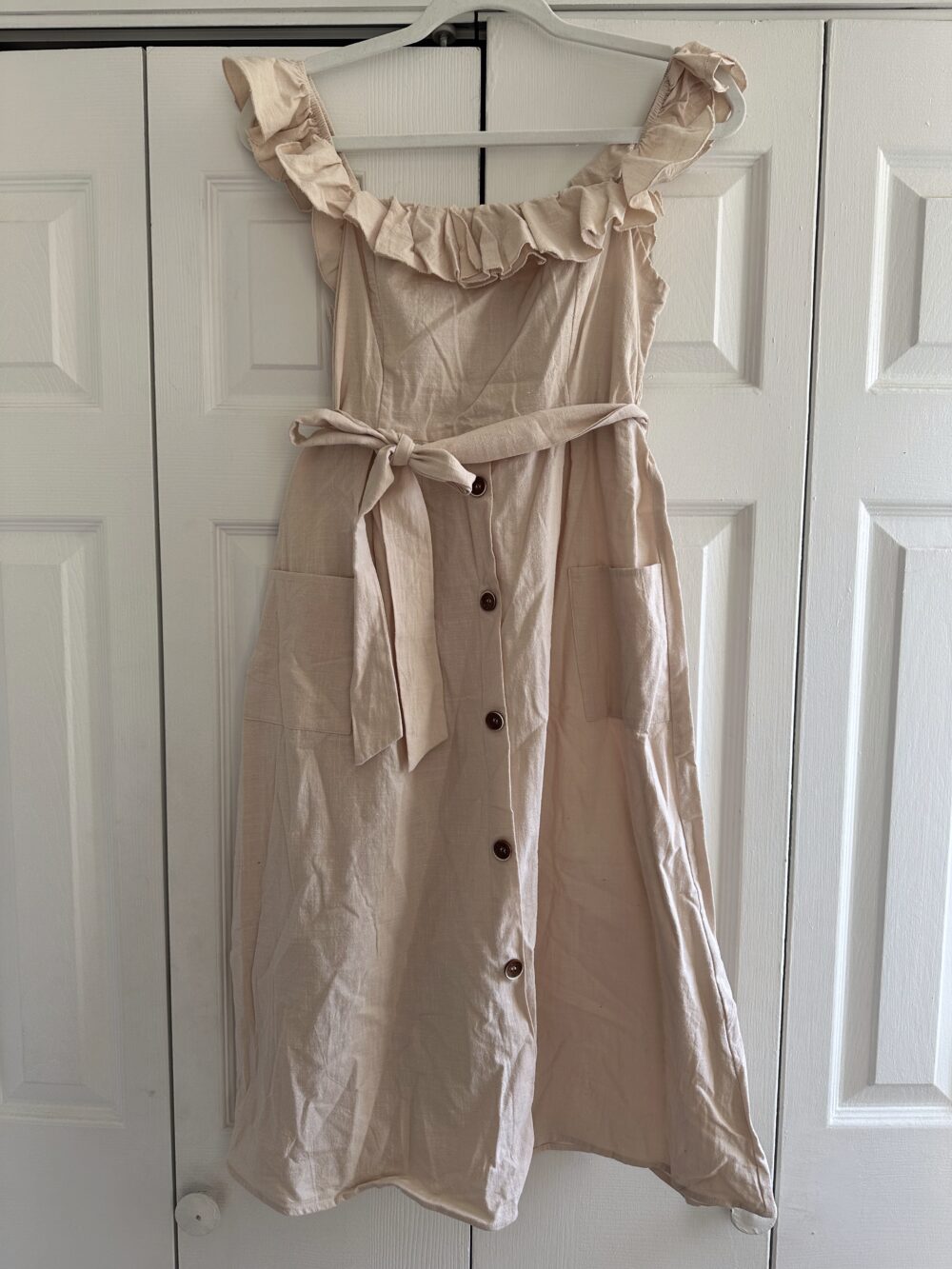 tan ruffled dress