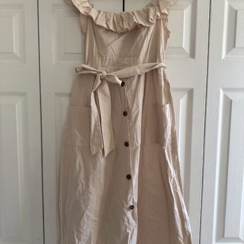 tan ruffled dress