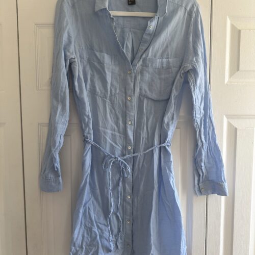 H&M Light Blue Button Up Dress, Size 8