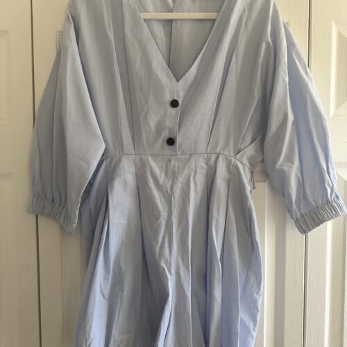 blue puffy dress