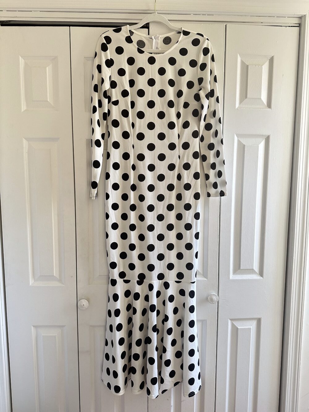 white polka-dot dress