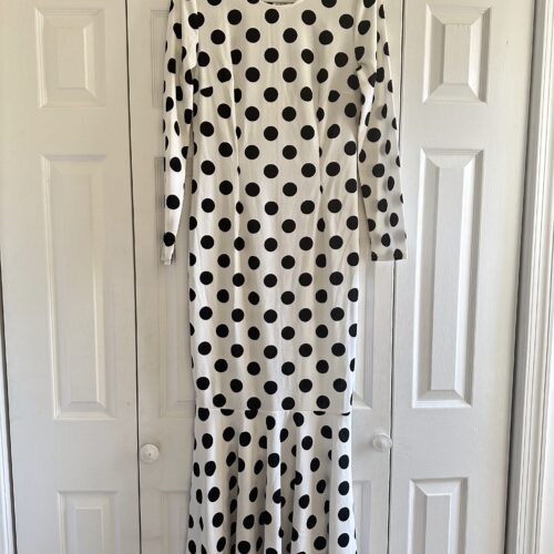 white polka-dot dress