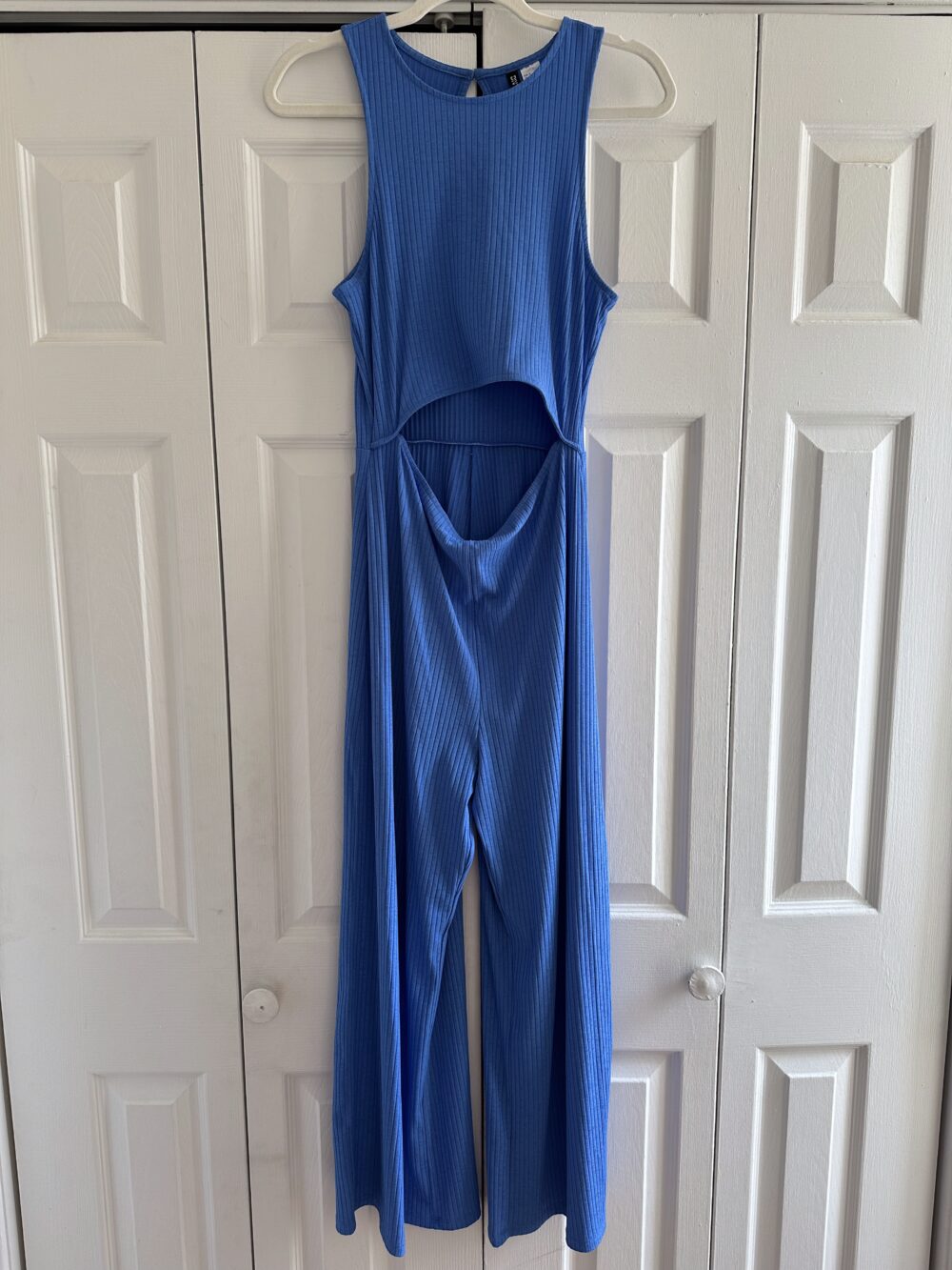 blue cut-out dress