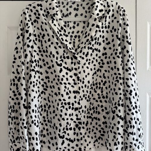 spotted black and white blouse