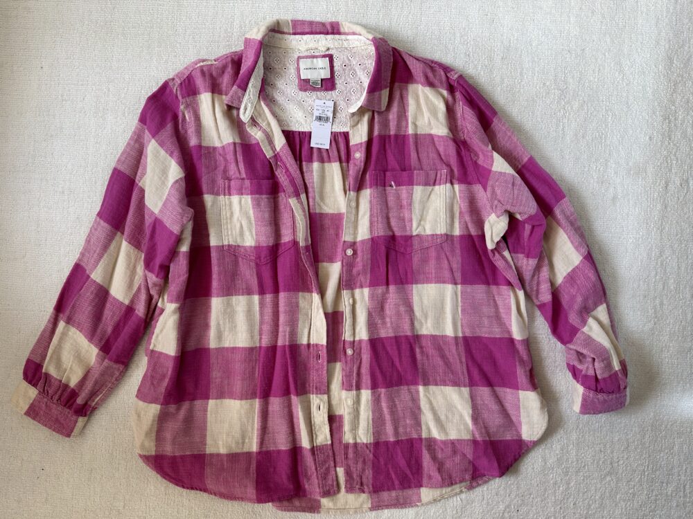 purple and white plaid
