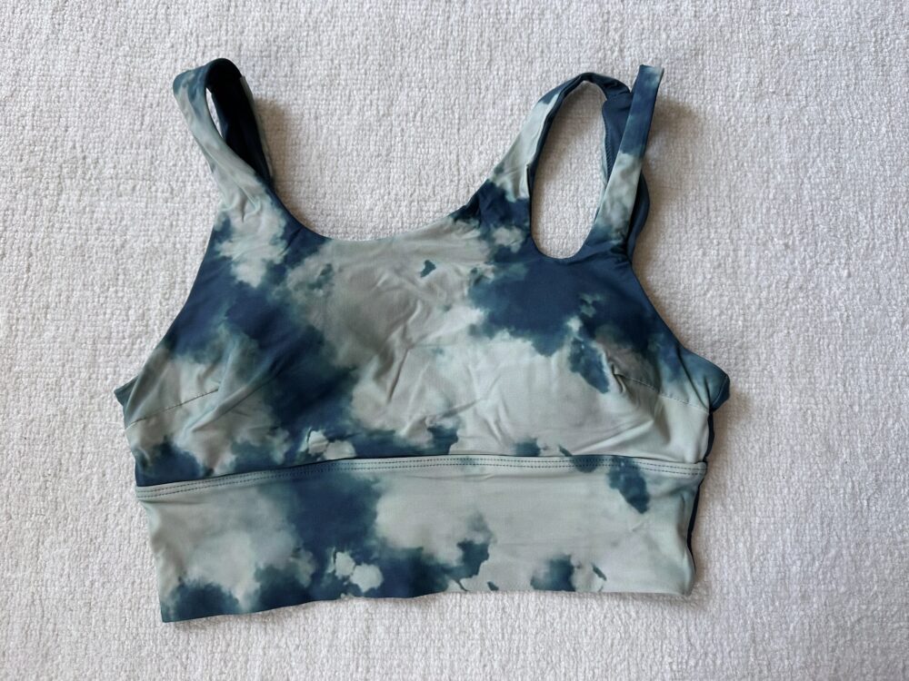 blue tie-dye sports bra