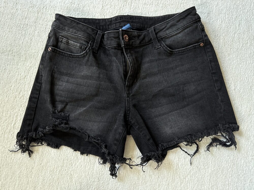 black denim shorts