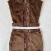 brown faux fur two piece
