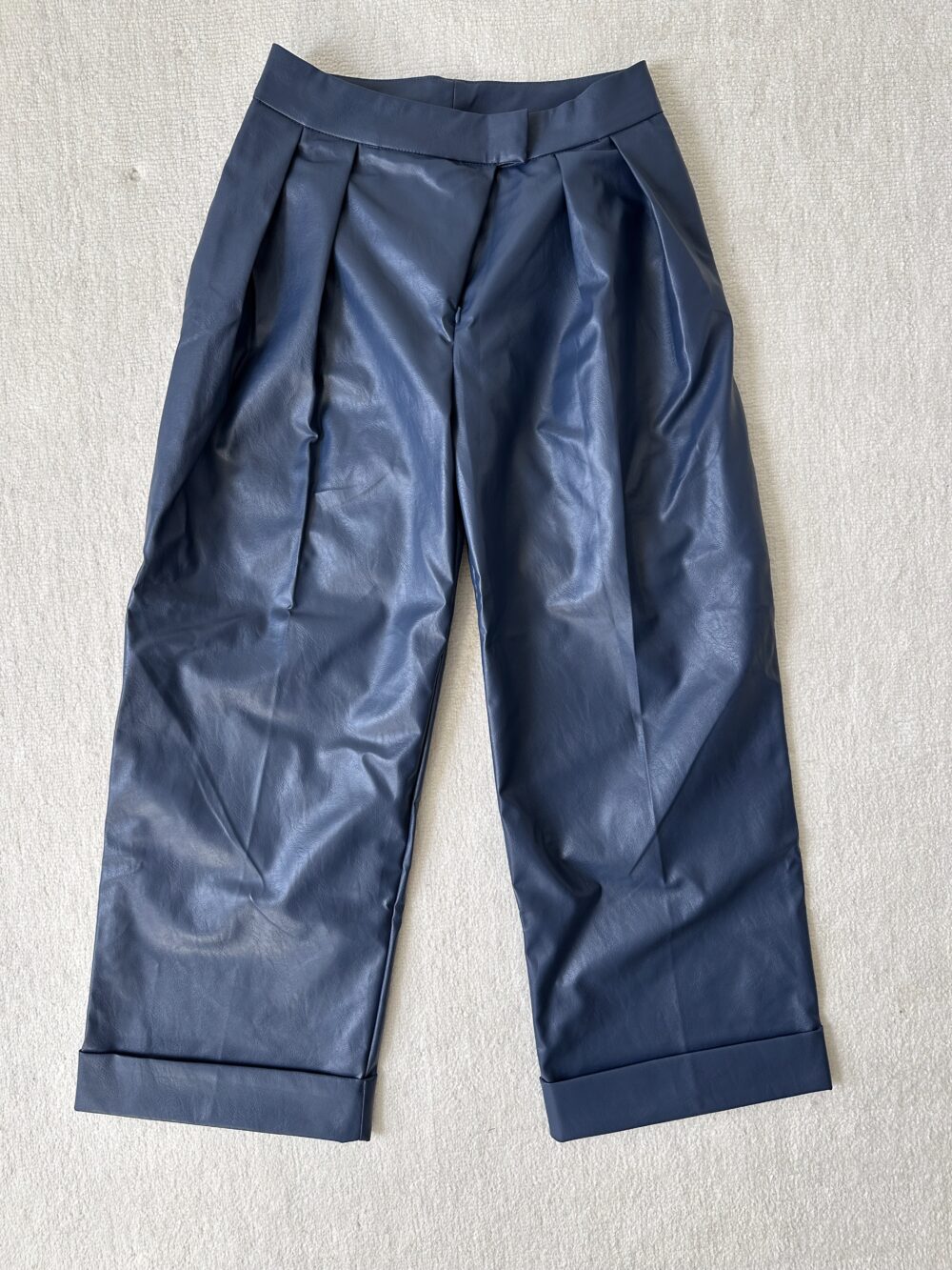 blue leather pants
