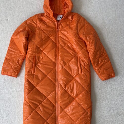 orange puffer jacket